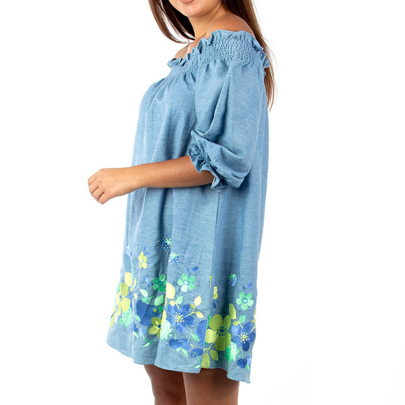 ELMAS PHIL SKY BLUE TUNIC DRESS | WOMENS SIZE M - Picture 2 of 5